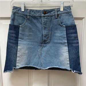 Wild Honey size S Two-Tone Denim Mini Skirt in Light & Dark Blue